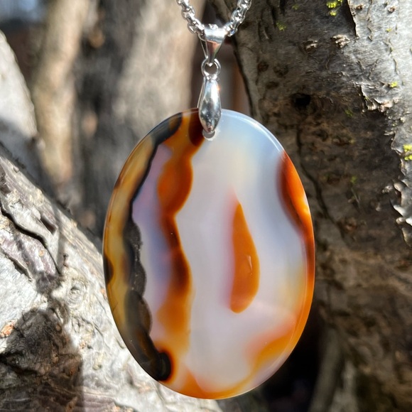 Jewelry - Sterling silver beautiful sky scene landscape agate